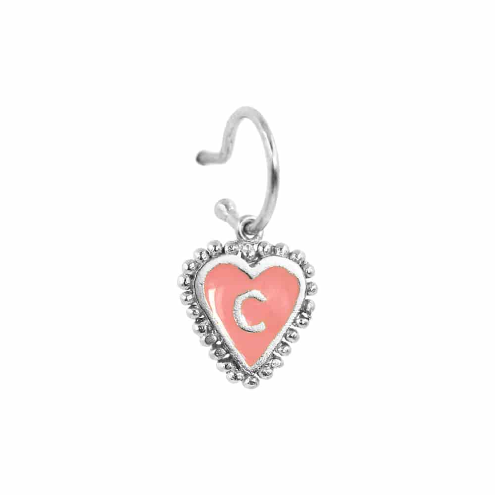 PreOrder Baby Hoops 9mm Letra Heart Plata - miniatura 9
