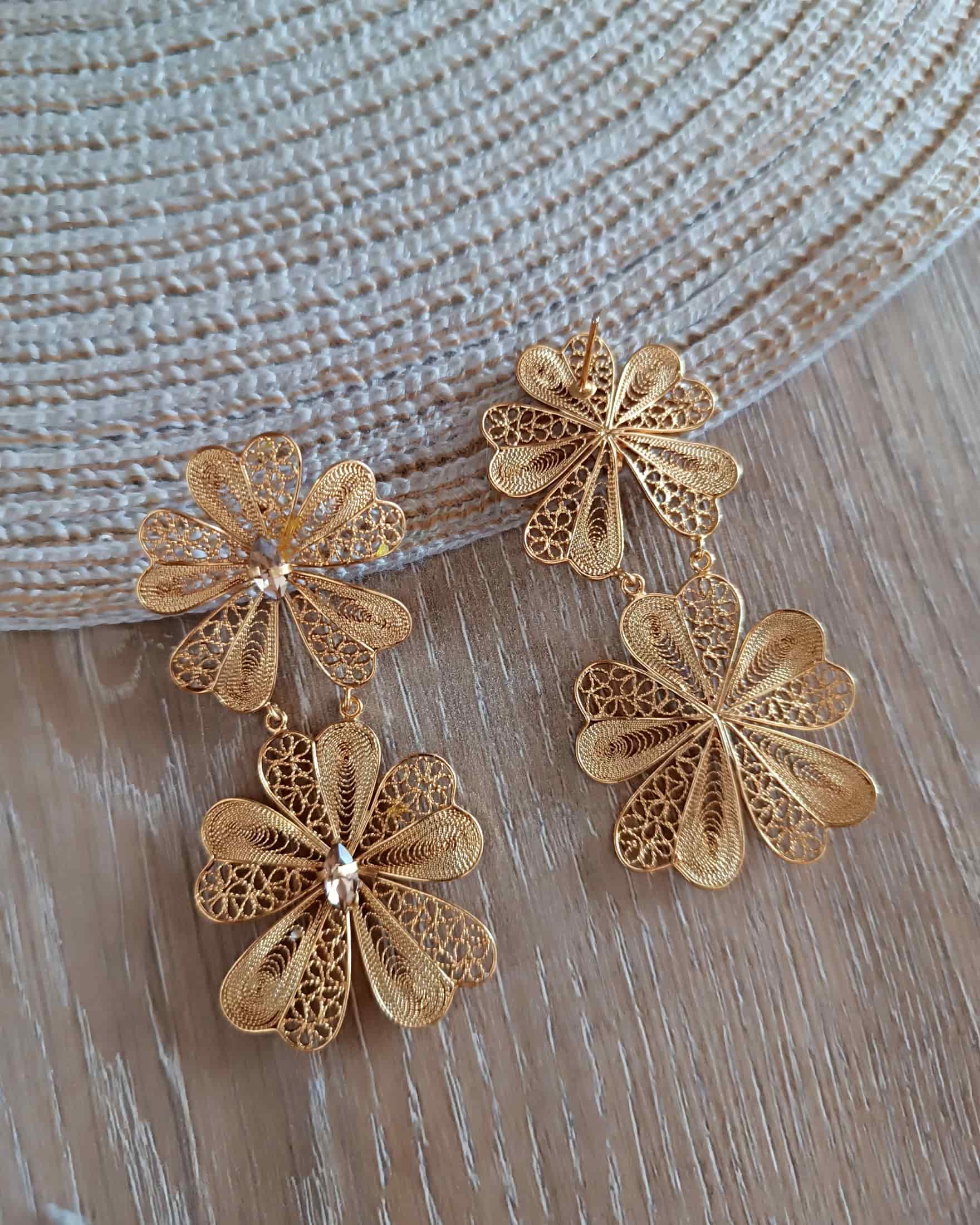 Aretes doble flor Chiara - miniatura 5