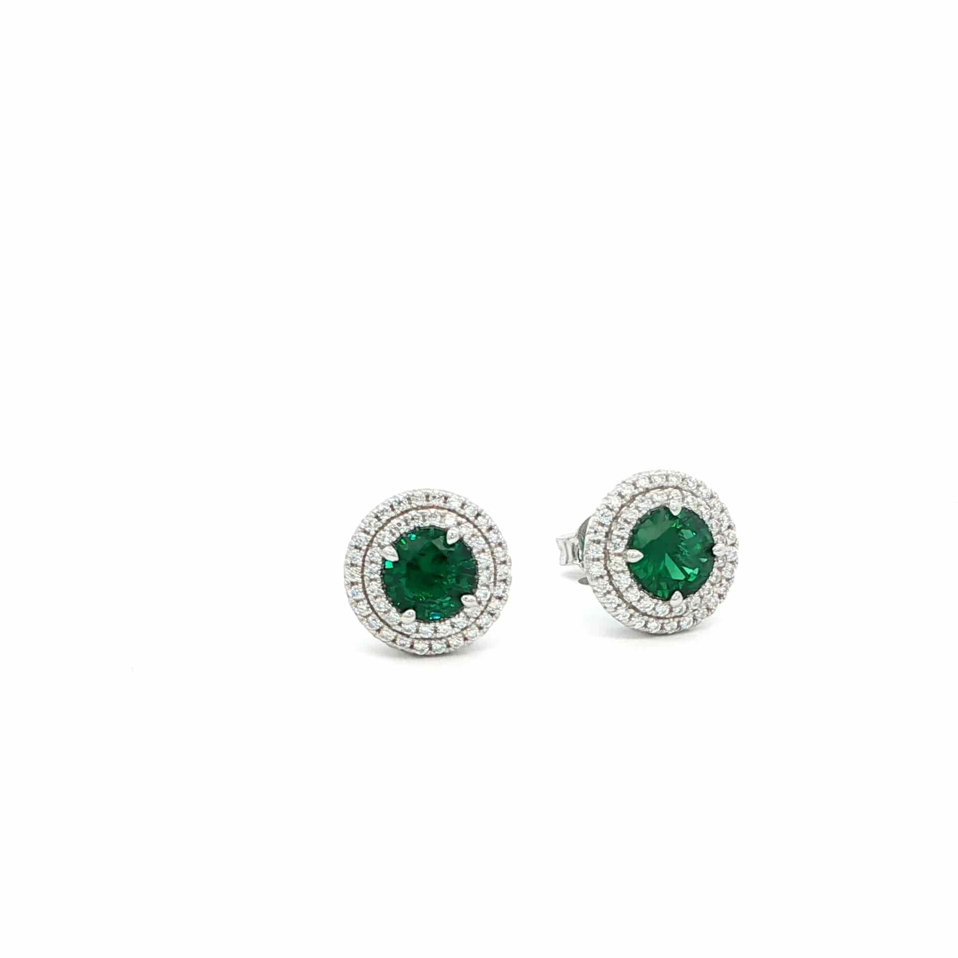 Double Halo Earrings Green - miniatura 2