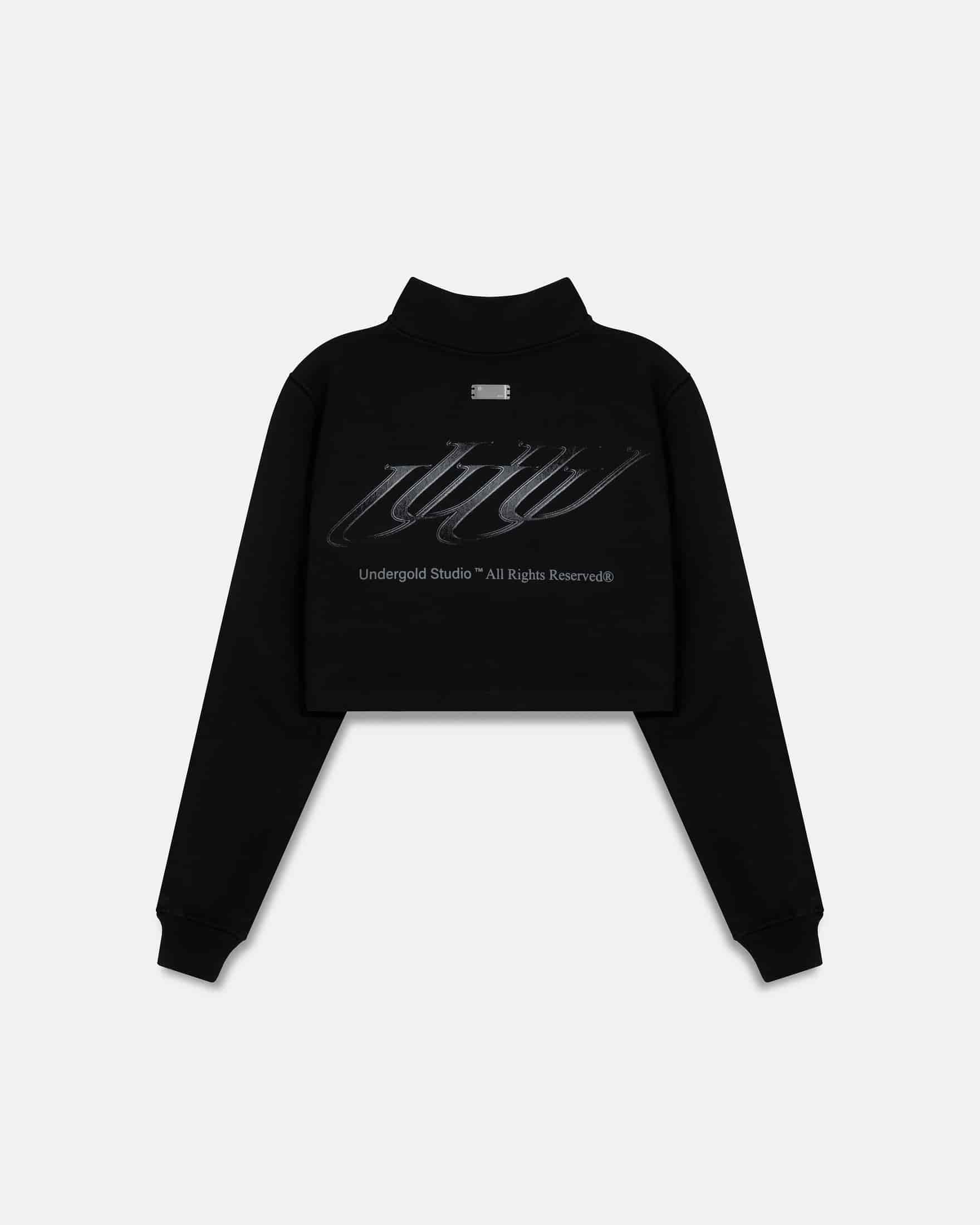 W Spring Unity Zip Up Slim Fit Crewneck Black - miniatura 3