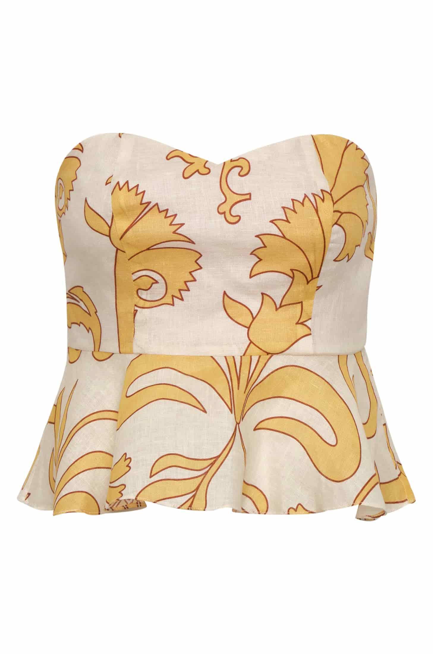Peplum Linen Top / Yellow Flowers - miniatura 1