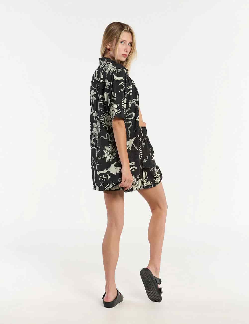 Camisa Regular Fit Chacras  negro + crudo mujer - miniatura 6