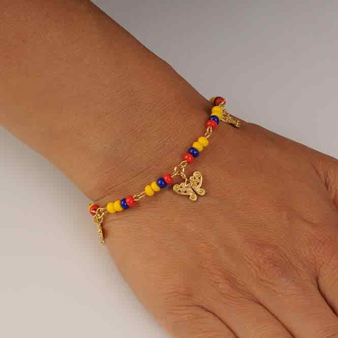 Pulsera con dije mini nariguera mariposa Tairona - miniatura 2