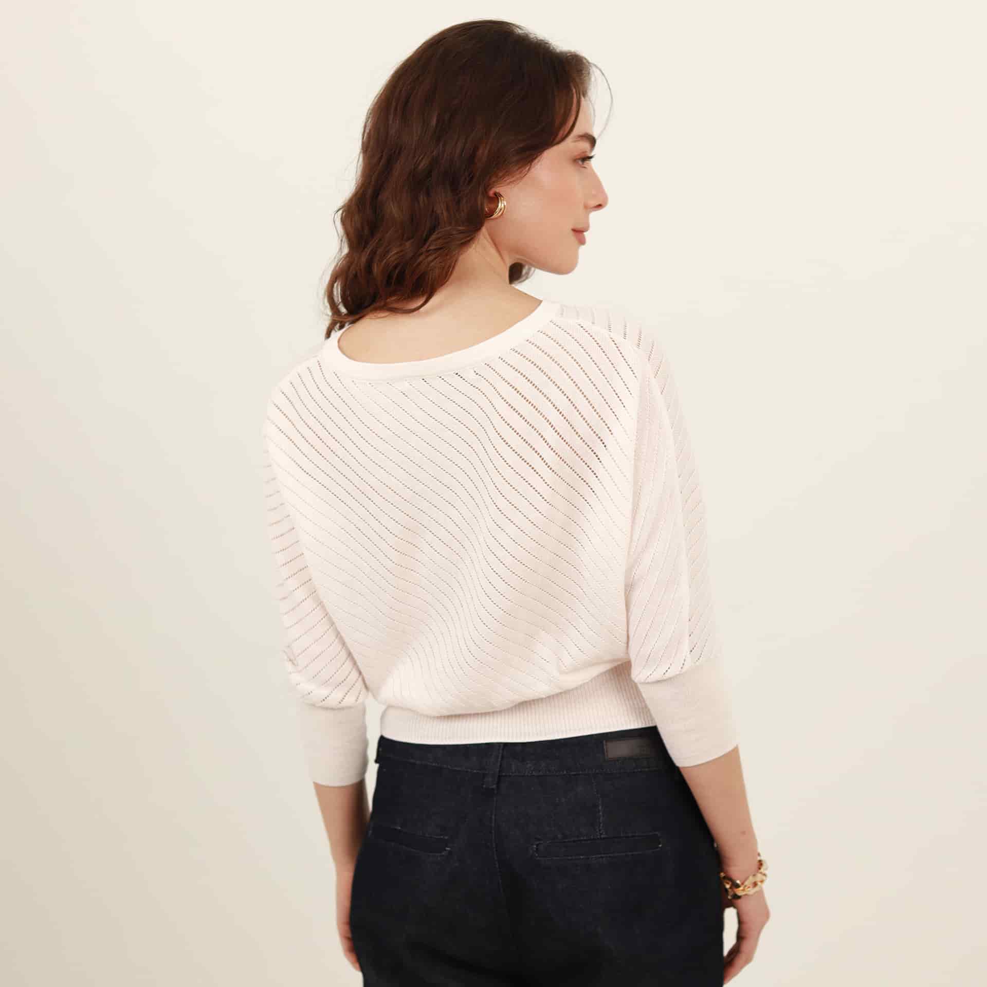 Sweater relajado cuello redondo manga amplia - miniatura 4
