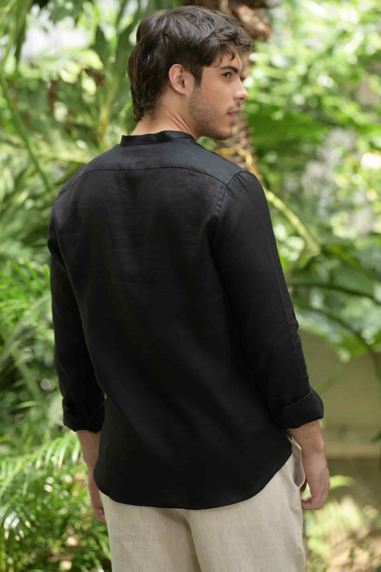 Camisa Mykonos Lino Negro - miniatura 8