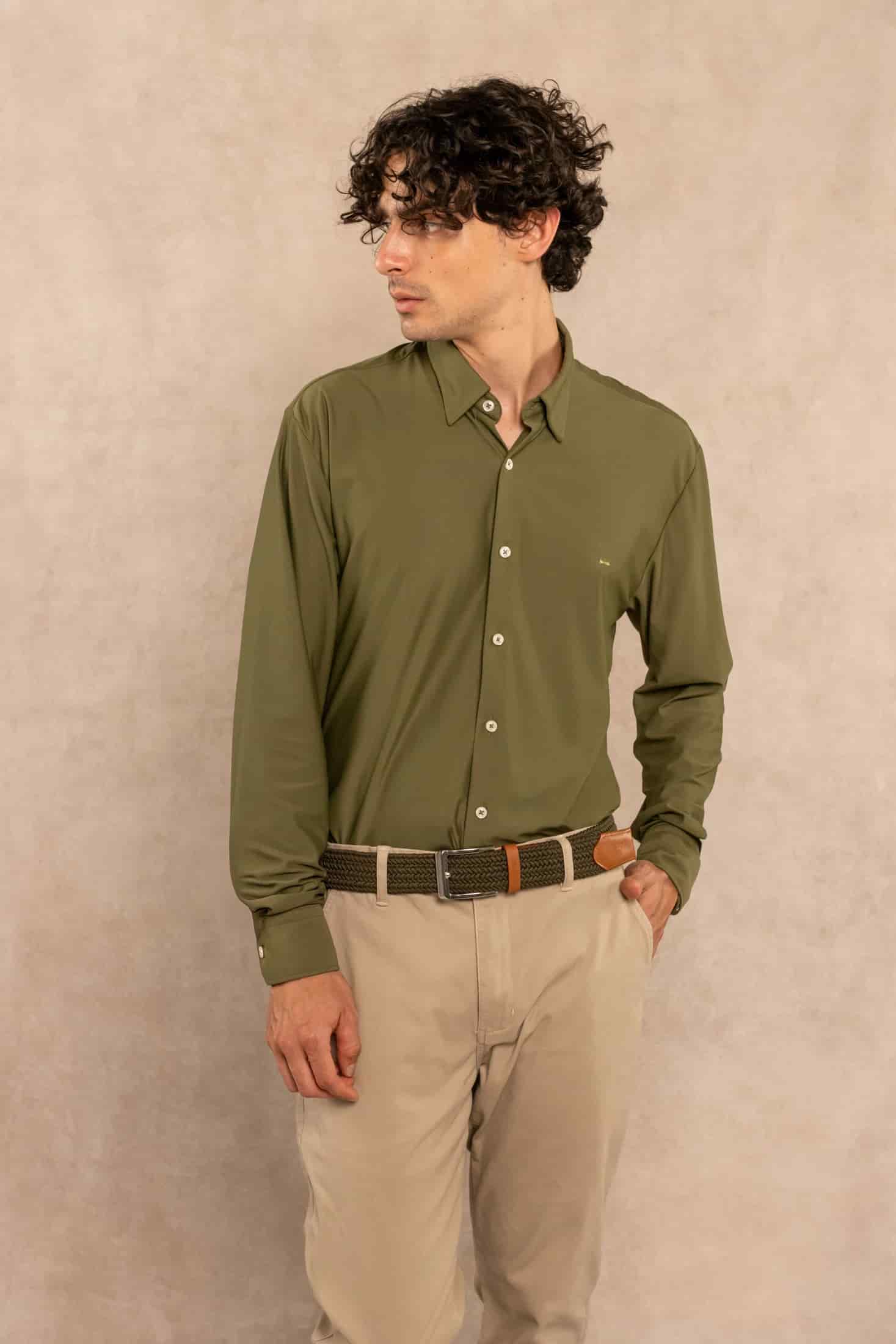 Camisa Performance Oxford Verde Militar - miniatura 5