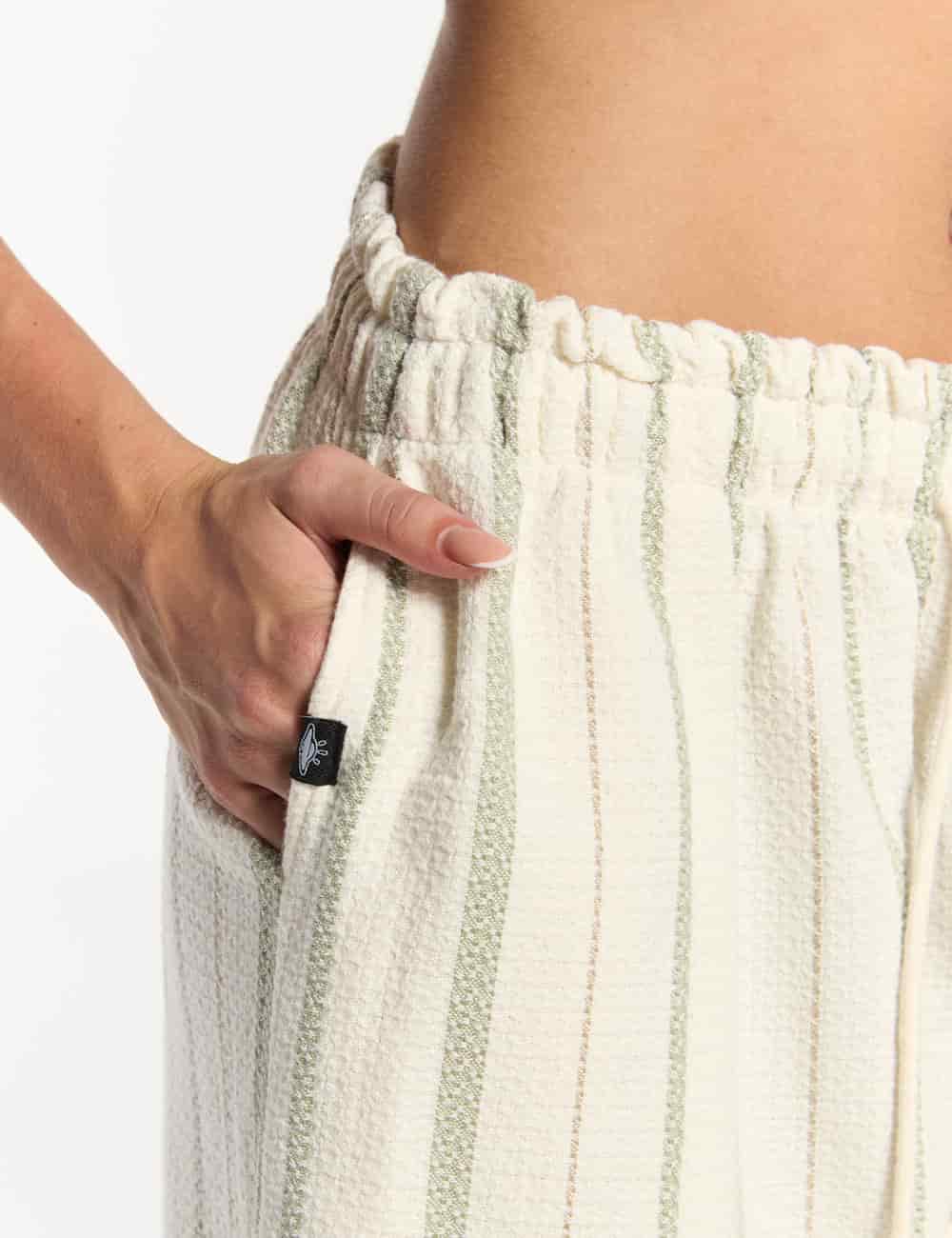 Pantalón Palazzo Raíz  crudo + verde Mujer - miniatura 6