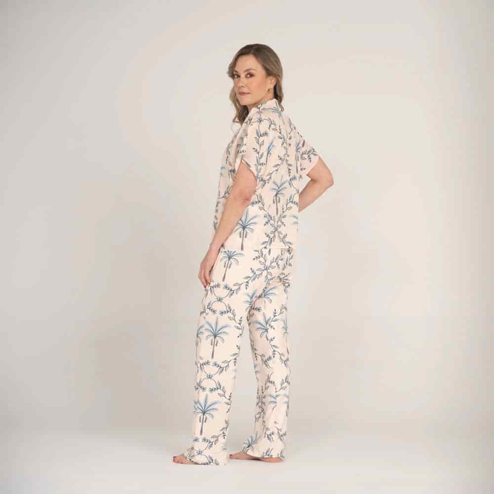 Conjunto de Pijama Pantalón Largo Palma Azul. - miniatura 2