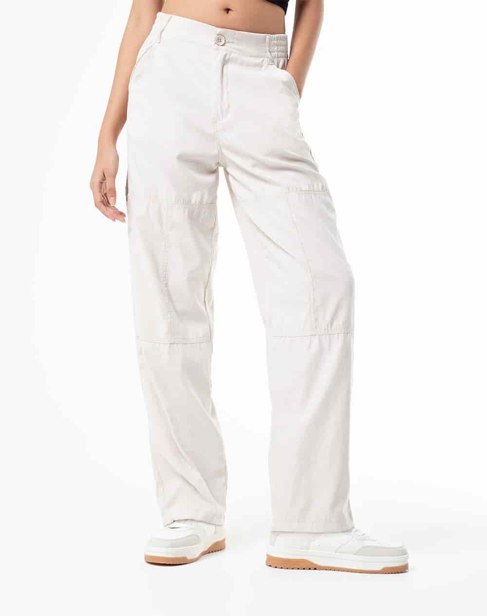 Pantalón recto tiro medio habano mujer - miniatura 4