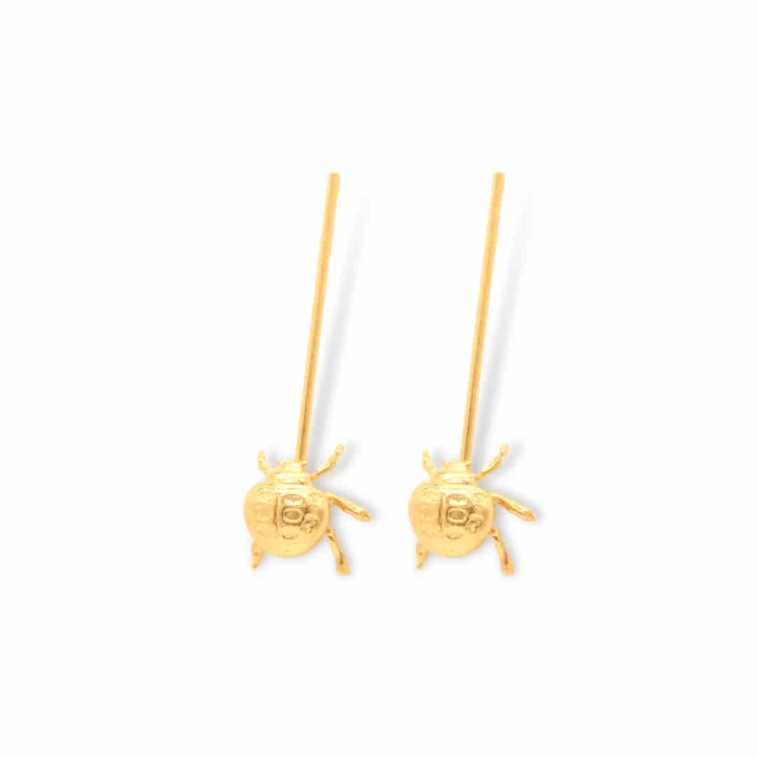Aretes largos con mariquita pequeña - miniatura 1