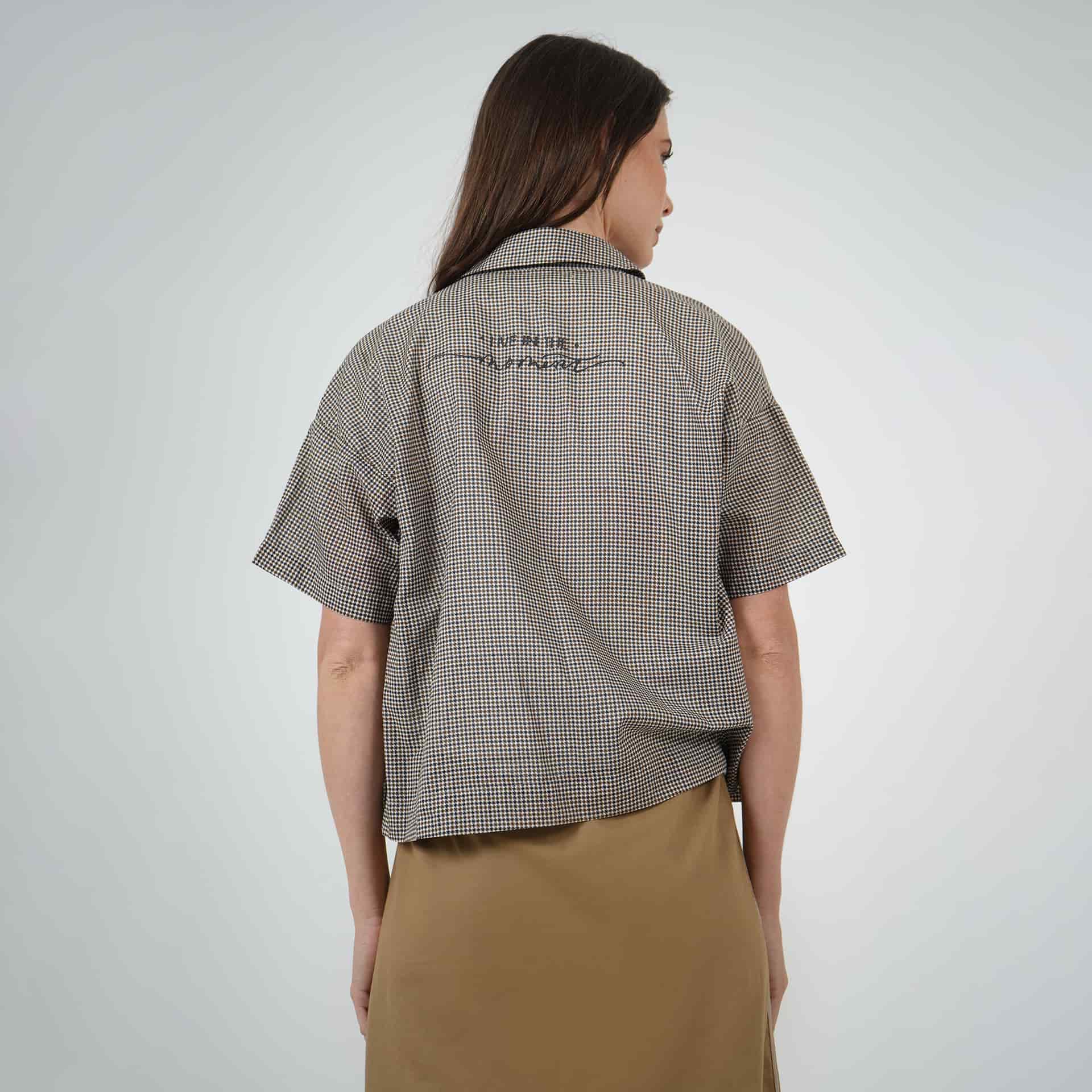 Blusa de cuadros cuello camisero manga corta con estampado Live - miniatura 5