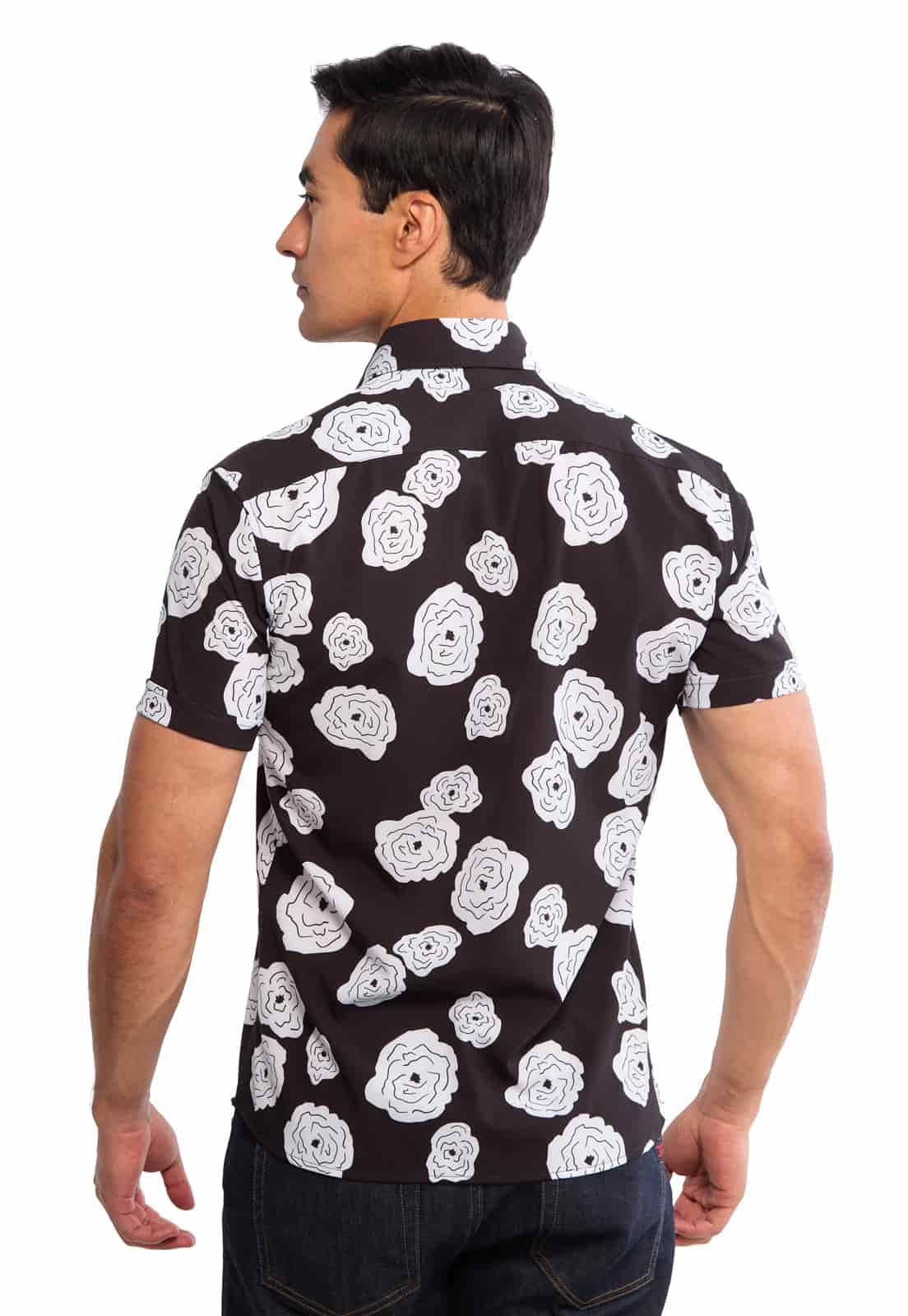 Camisa manga corta floral negra - miniatura 2