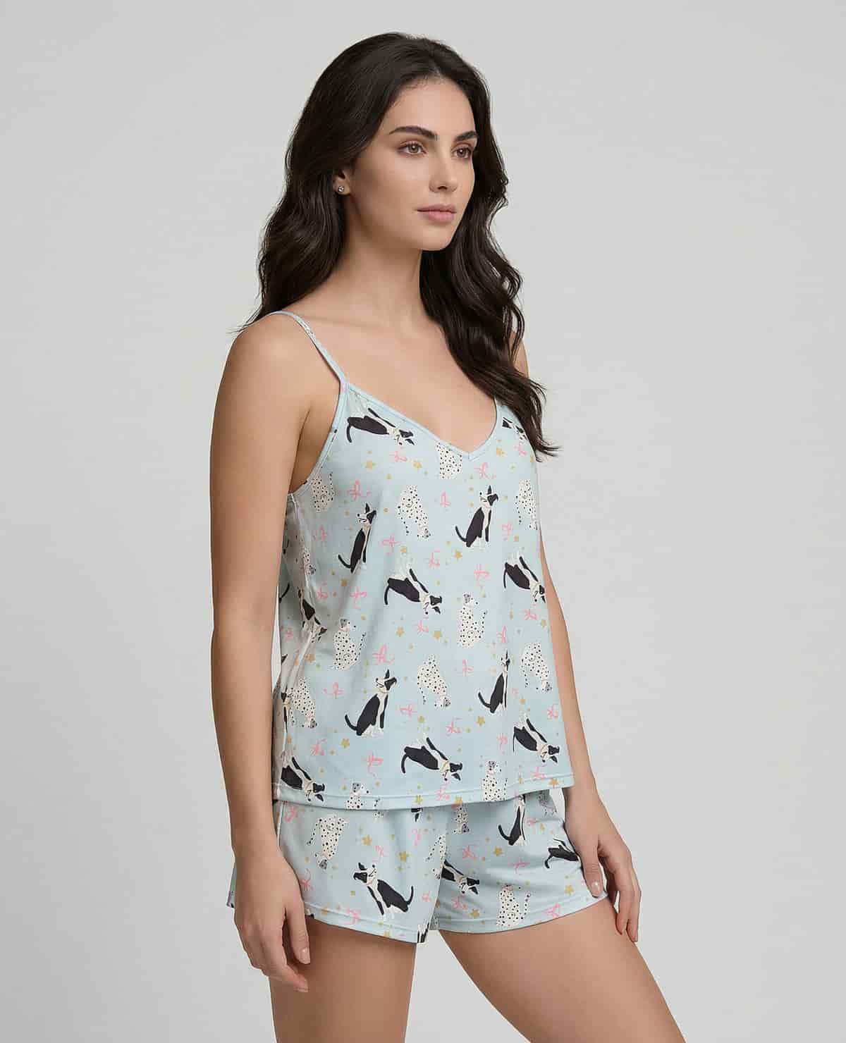 Pijama de Short | Blusa escote en V | Tiras ajustables - miniatura 2