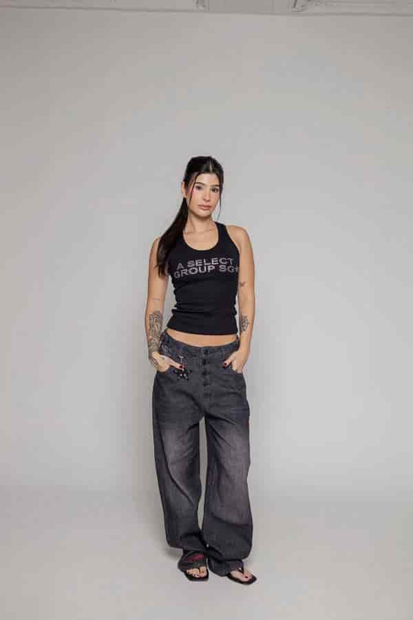 Baggy Remainder Dama Stone-Negro - miniatura 5