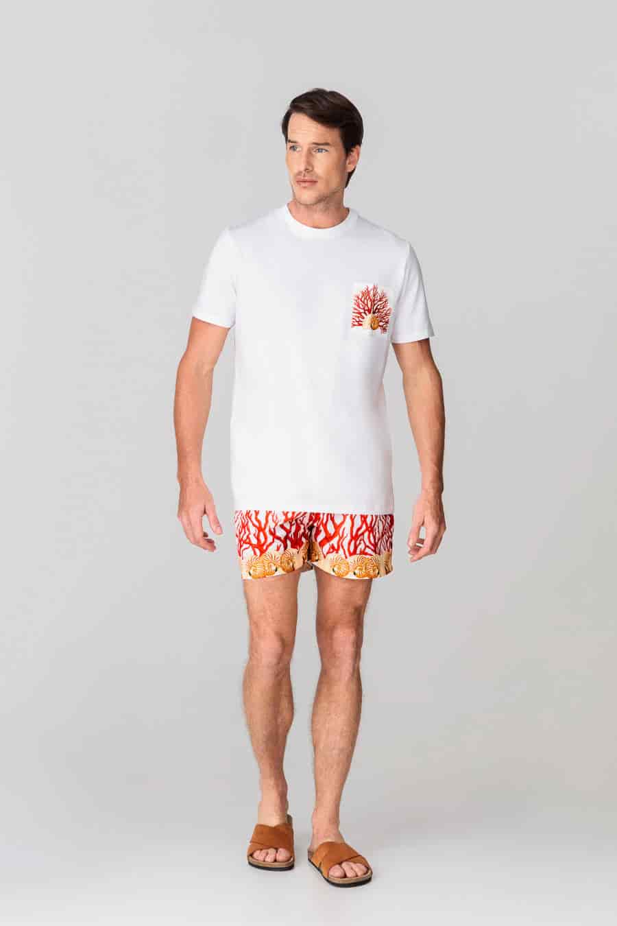 Men's cotton t-shirt pocket atlantis white - miniatura 1