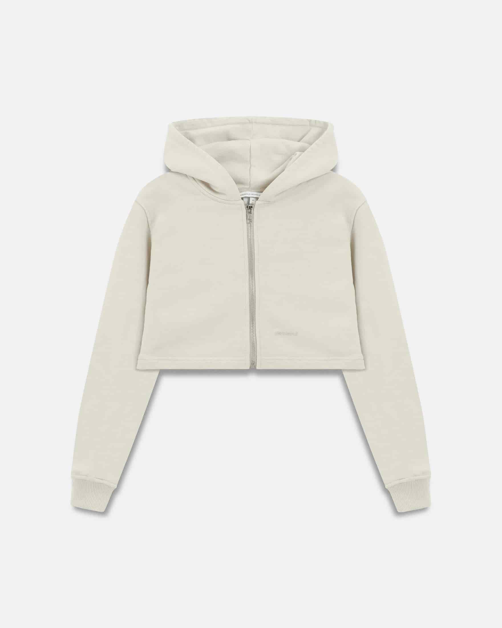 Line Basic Slim Fit Zip Up Cropped Hoodie White - miniatura 1