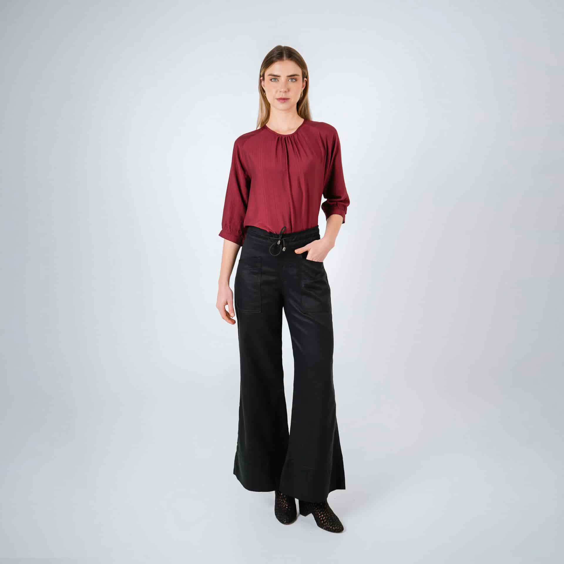 Pantalón básico estilo cargo bota flare con ajuste en cintura - miniatura 2