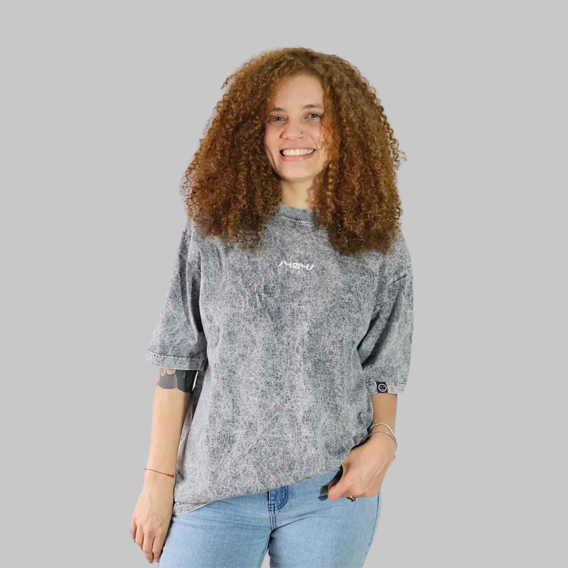Camiseta Oversize Acid Wash Core Gris - miniatura 3