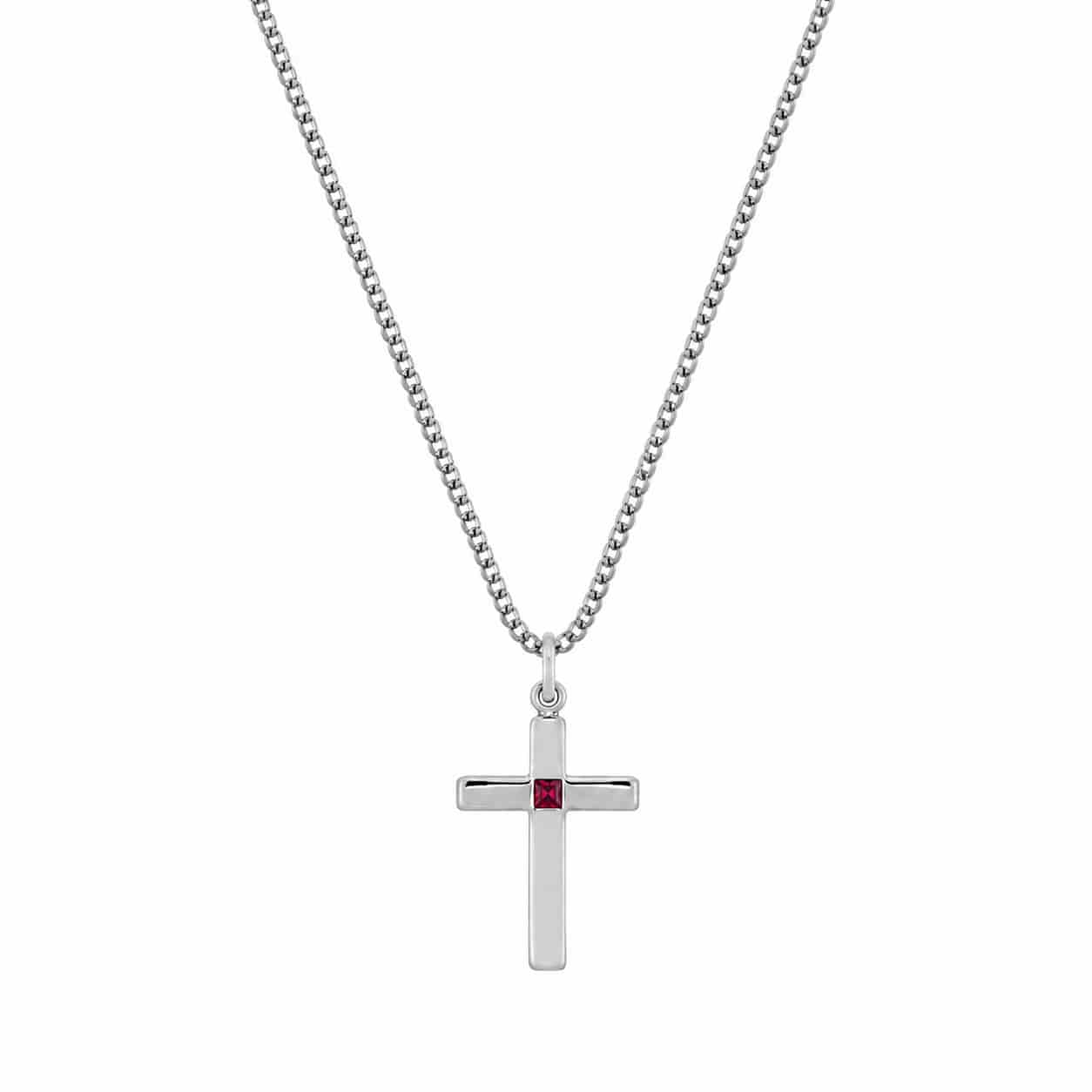 AXIS CROSS NECKLACE | CADENA CON DIJE EN FORMA DE CRUZ EN PLATA LEY 925 Y PIEDRA - miniatura 3