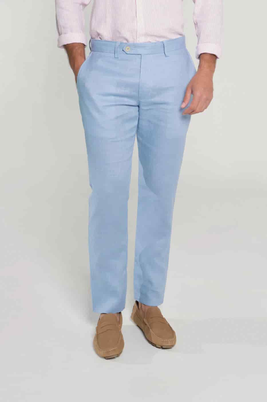 Pantalón Slim Lino Cool Blue - miniatura 1