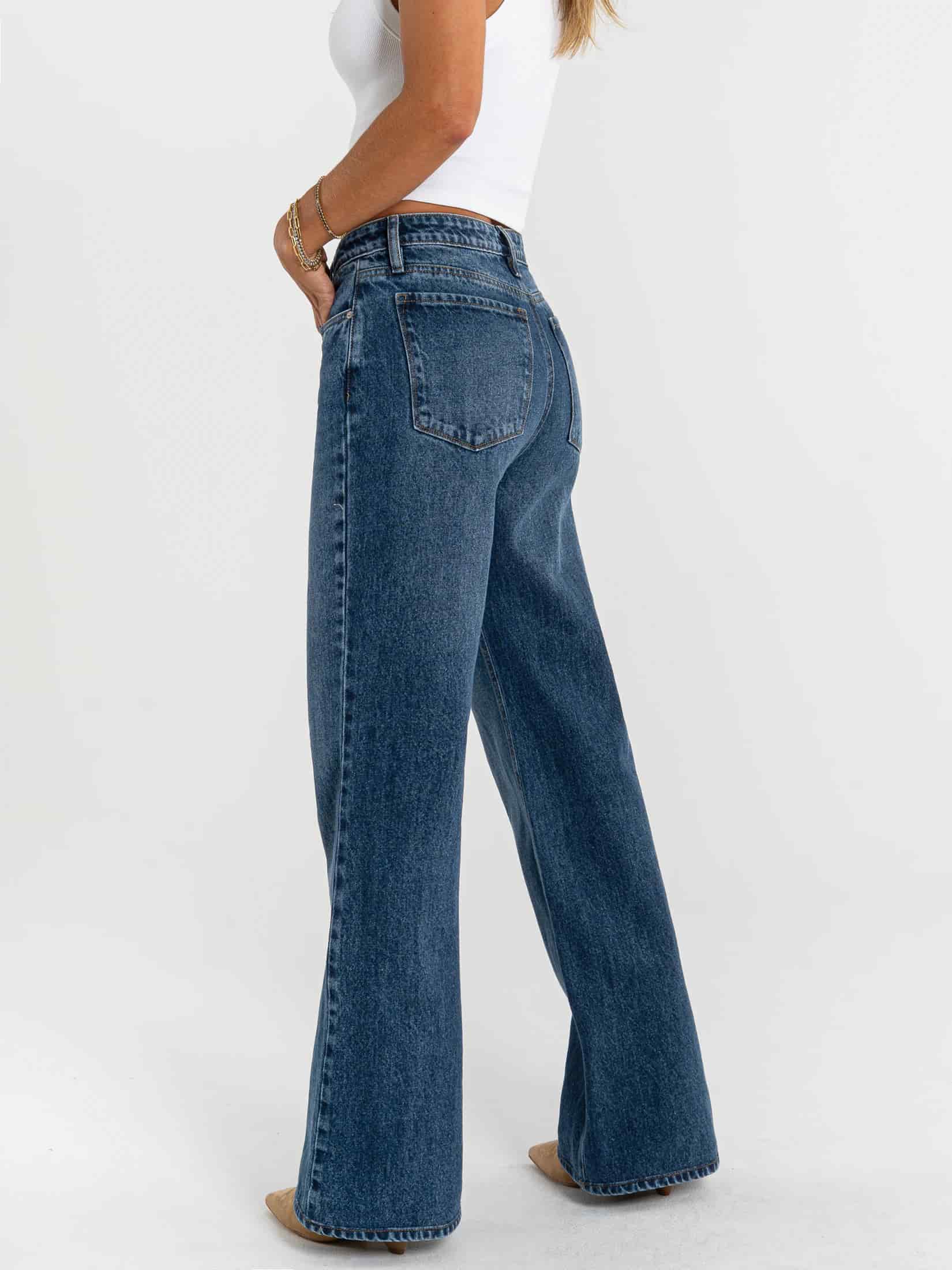 Ref: 065830 Jean Mom Flare, rígido, tiro alto, tono azul oscuro. - miniatura 3