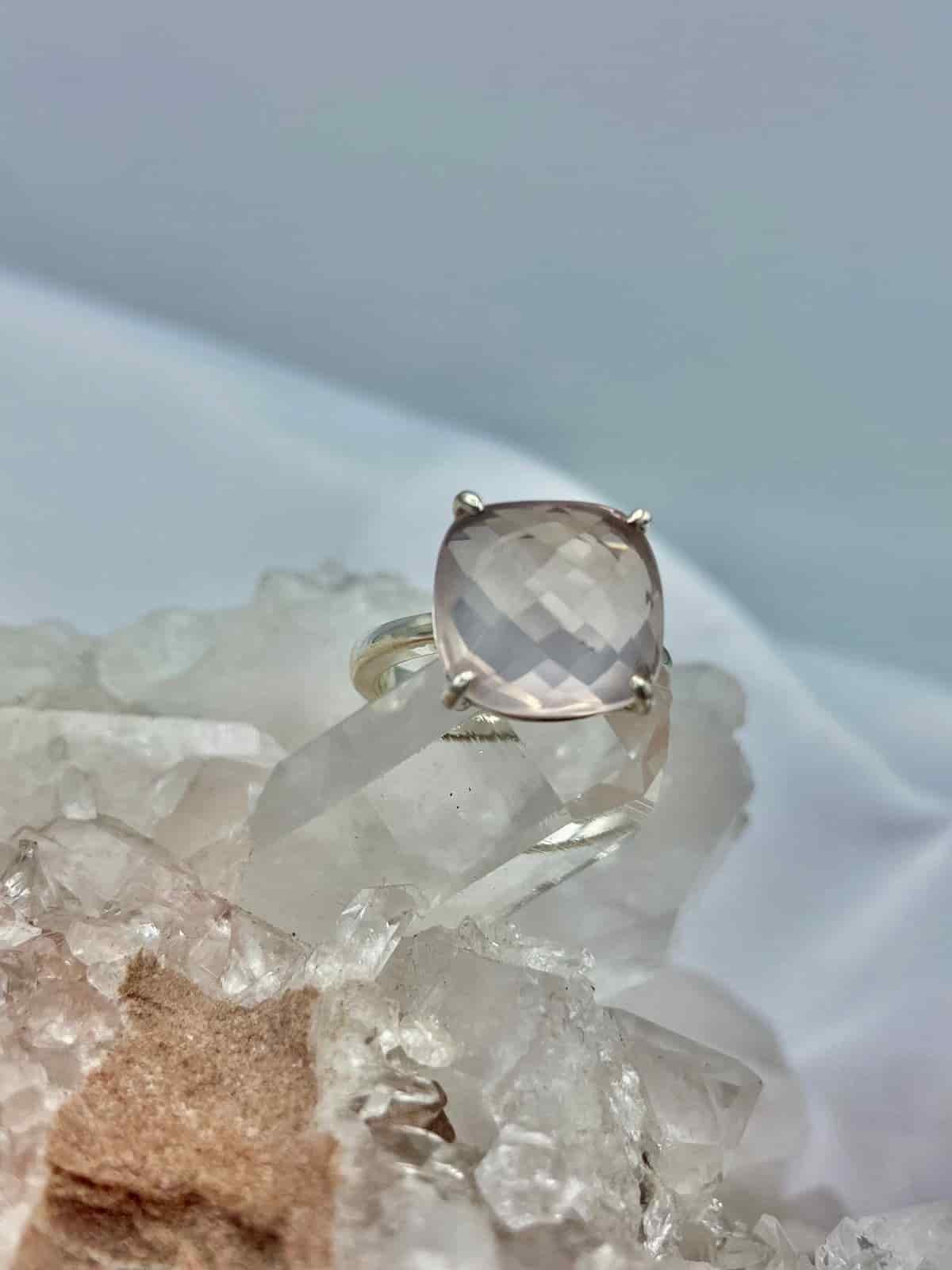 Anillo Cuarzo Rosa Cuadrado - miniatura 1