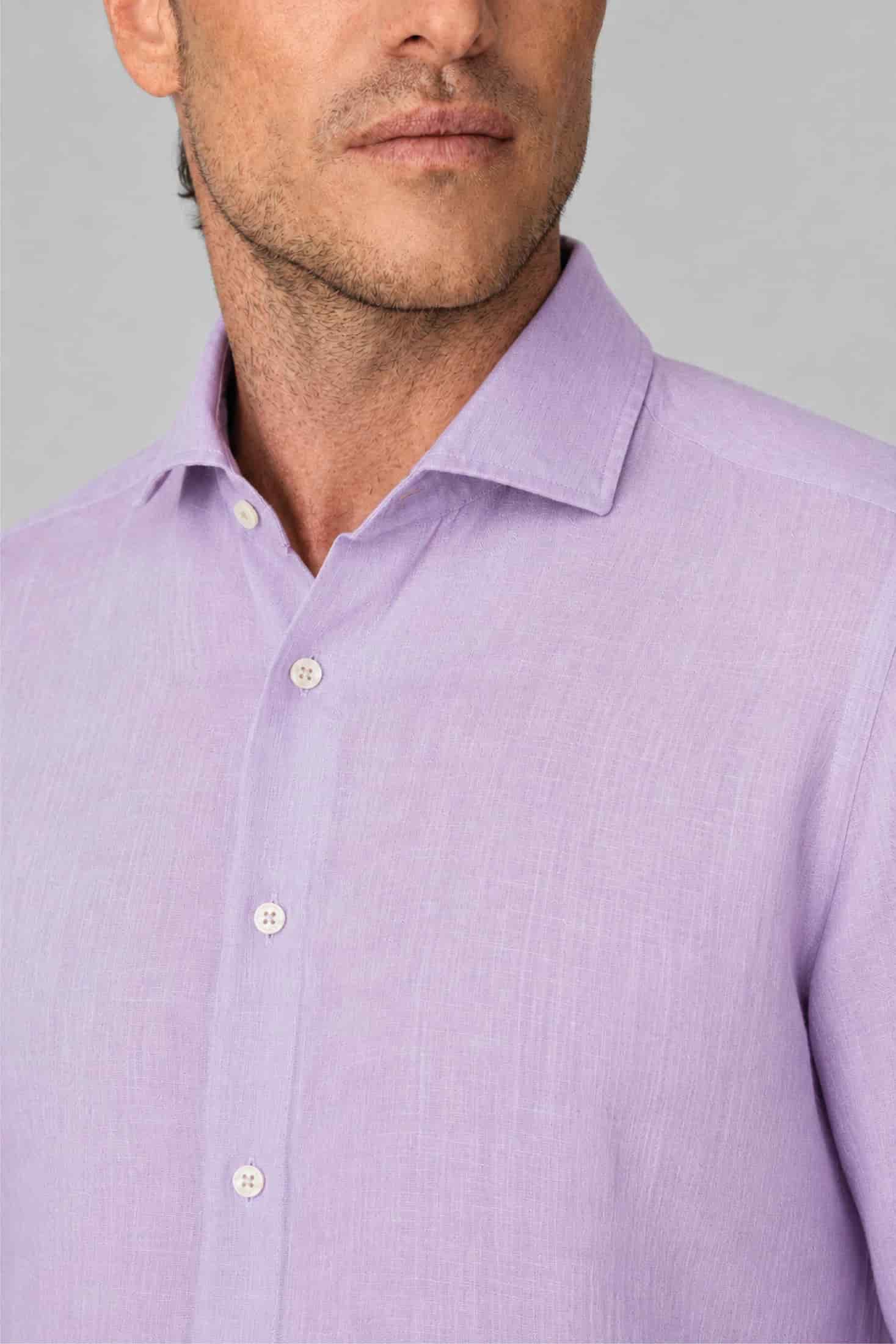 Men's linen shirt lavander fog - miniatura 2