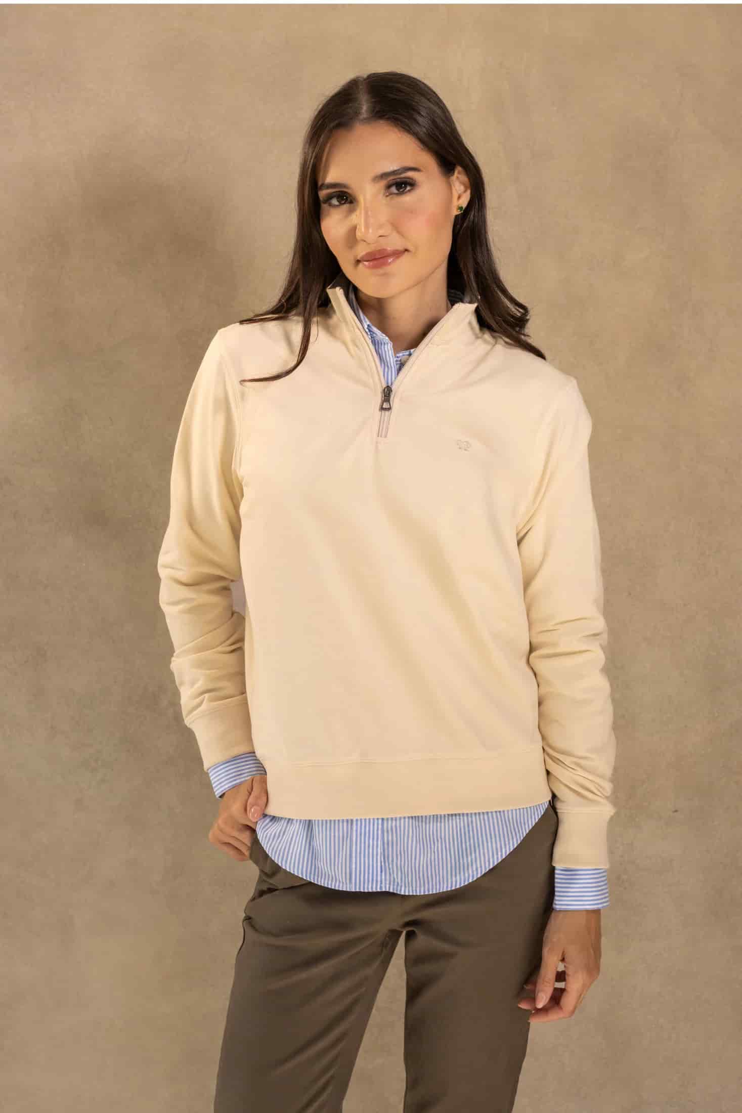 Halfzip Paris Antimanchas De Mujer Marfil - miniatura 1