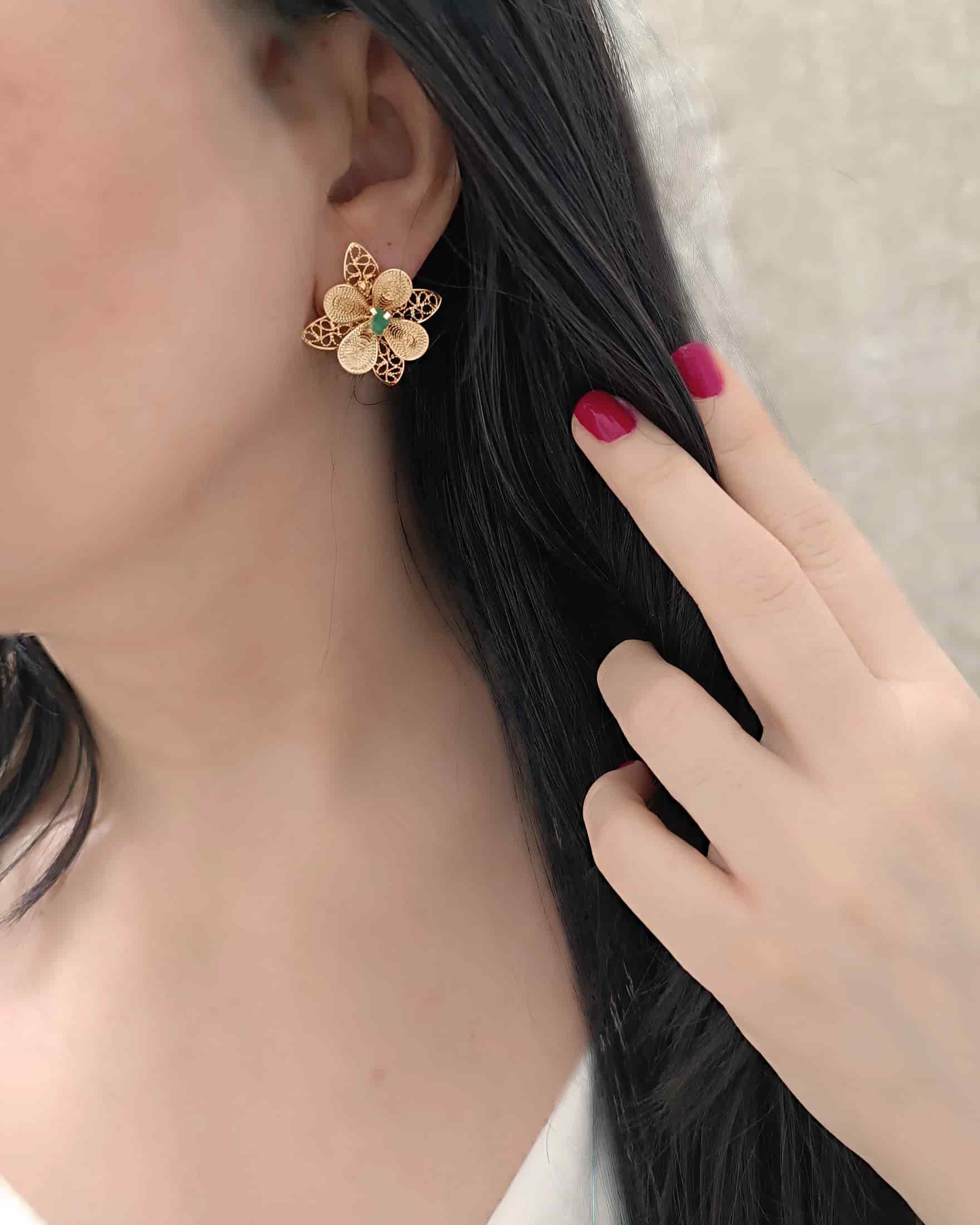 Aretes filigrana y esmeralda,  Nacira - miniatura 5