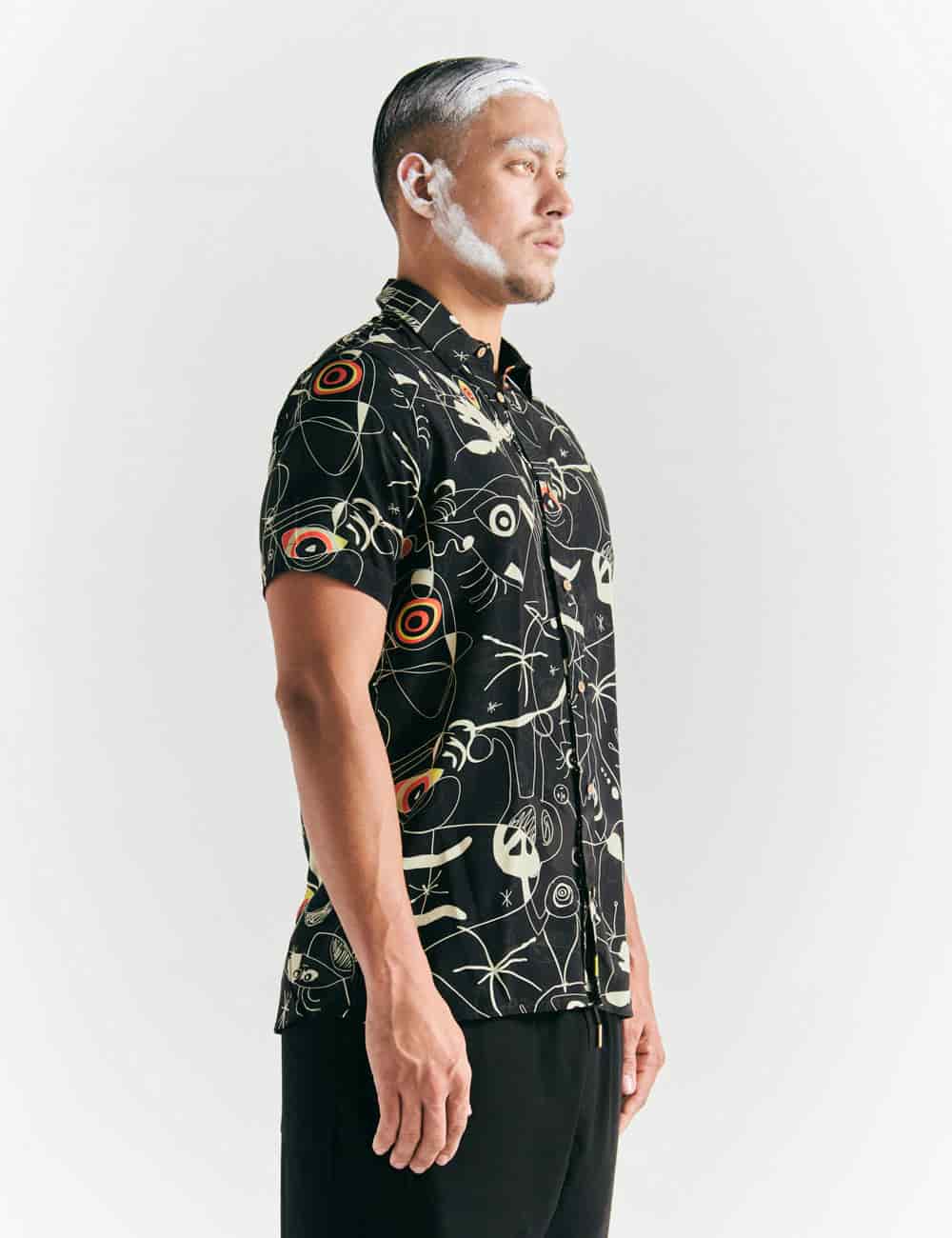 Camisa Regular Fit Miro  negro + crudo Hombre - miniatura 3