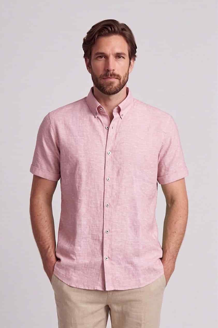 Camisa en lino manga corta para hombre Jon Sonen 017225036 - miniatura 4