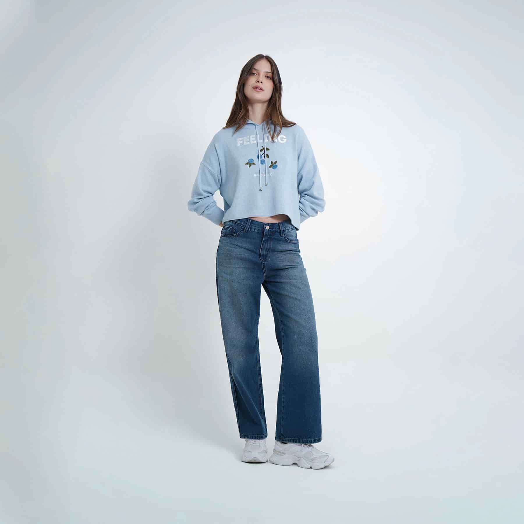Buzo sudadera crop con capucha bordado Berry - miniatura 8