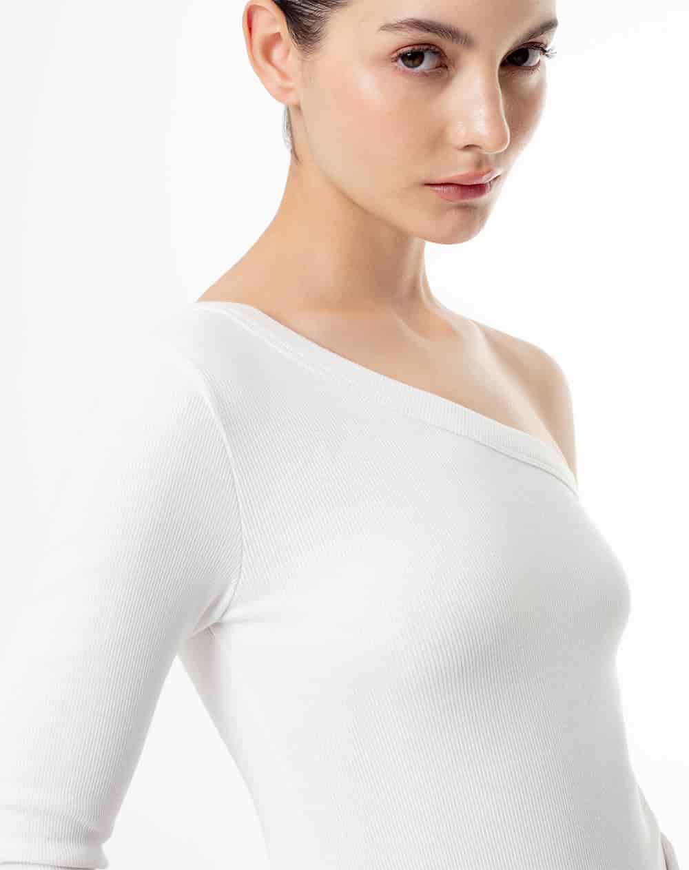 Camibuzo un solo hombro slim blanco mujer - miniatura 3