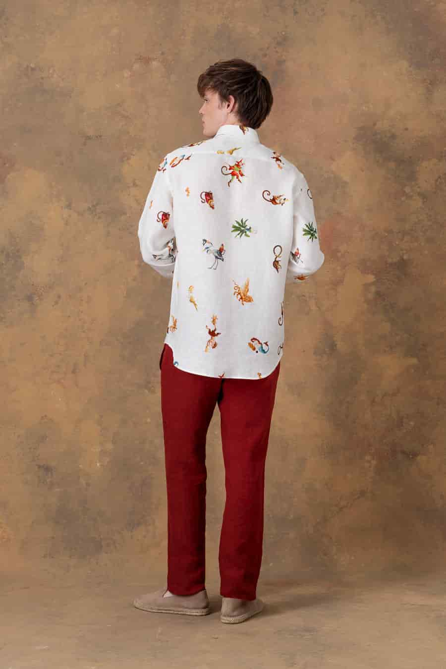 Men's linen shirt panteon white - miniatura 2