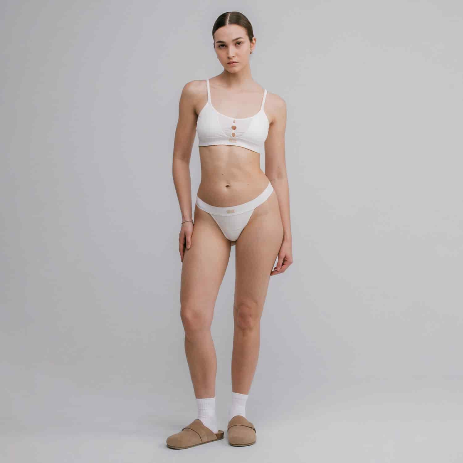 Mesh Cut-Out Bottom - Cream - miniatura 5