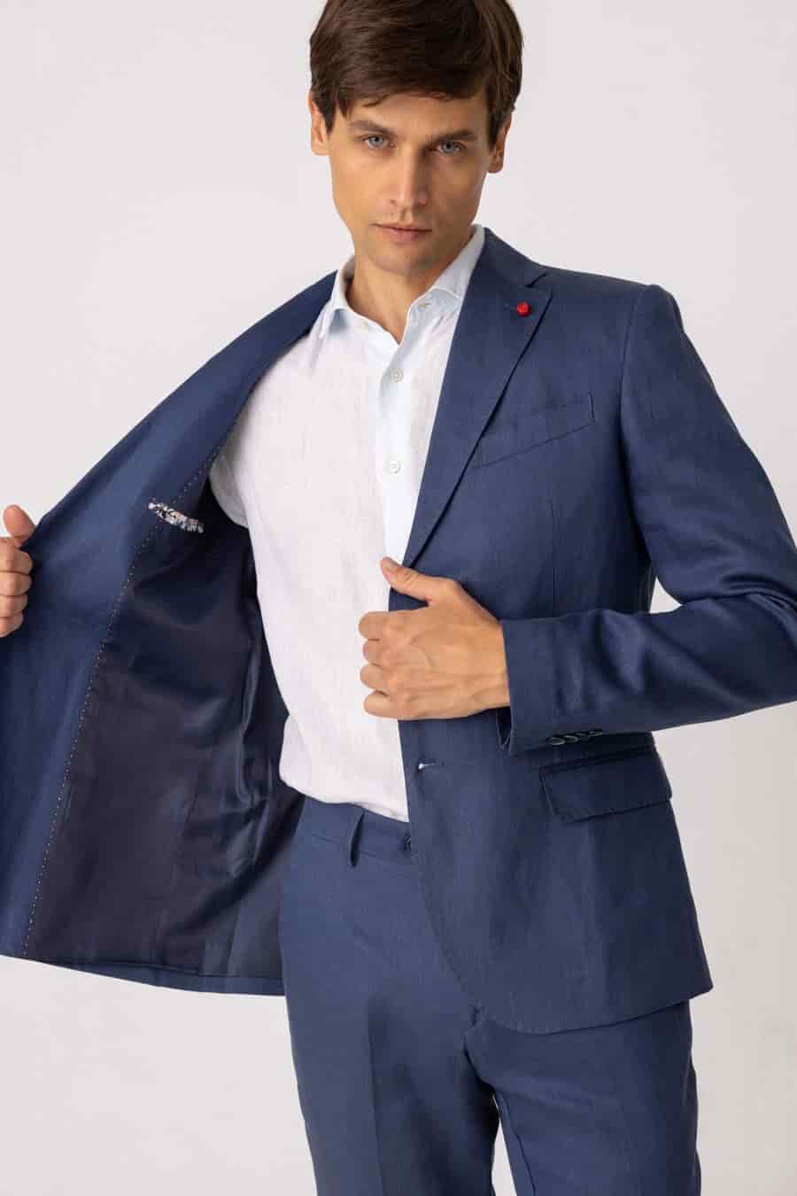 Men's mixed fabric navy vittorio set - miniatura 3