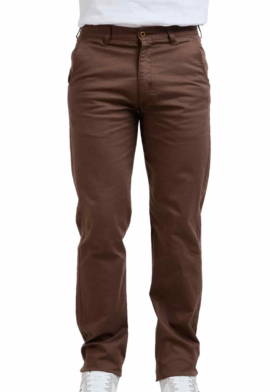 Pantalon dril cafe con spandex - miniatura 5