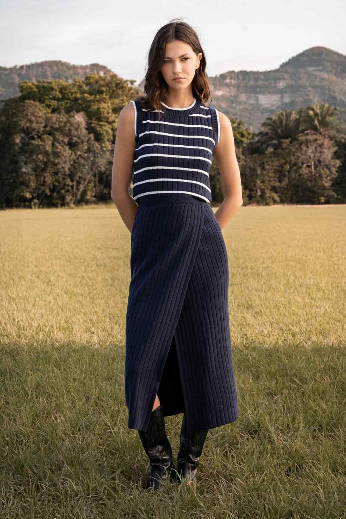 Falda Wrap Mujer Azul Oscuro - miniatura 2
