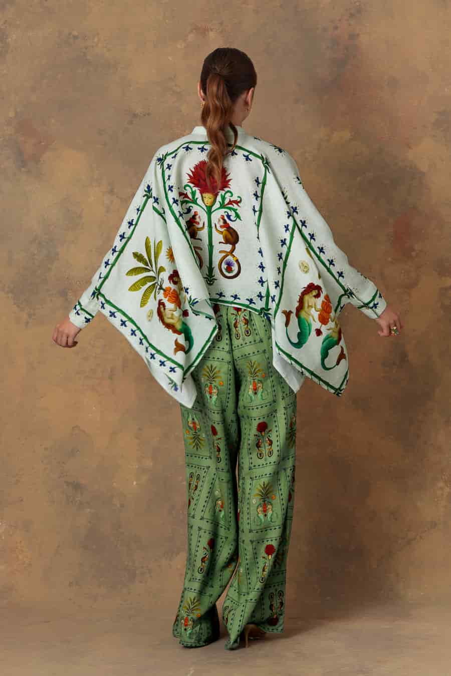 Women's pants linen dionisio green - miniatura 2