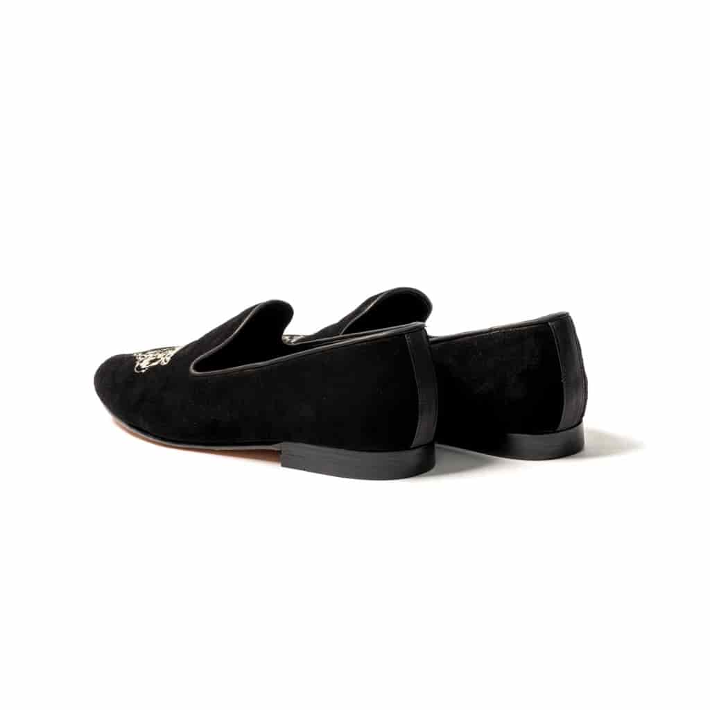 Slippers gamuza negra bordado oso plata - miniatura 3