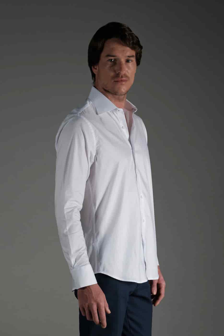 Camisa Classic Algodón Blanco Ojal Azul - miniatura 4
