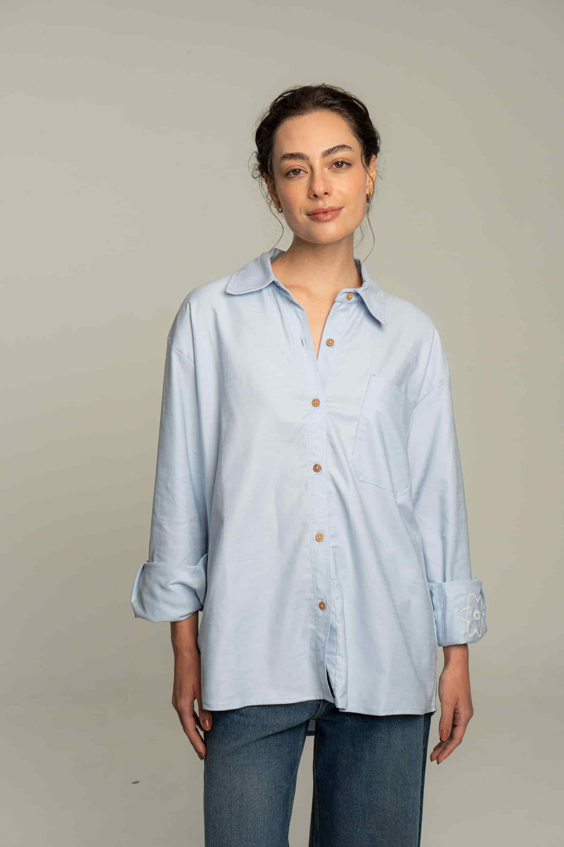 Camisa flor azul - miniatura 1