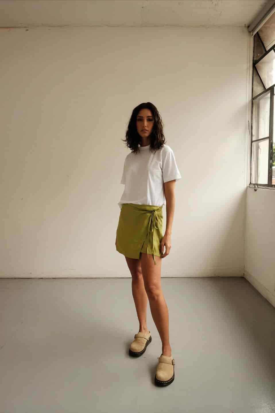 Falda Cala de lino | Verde - miniatura 3