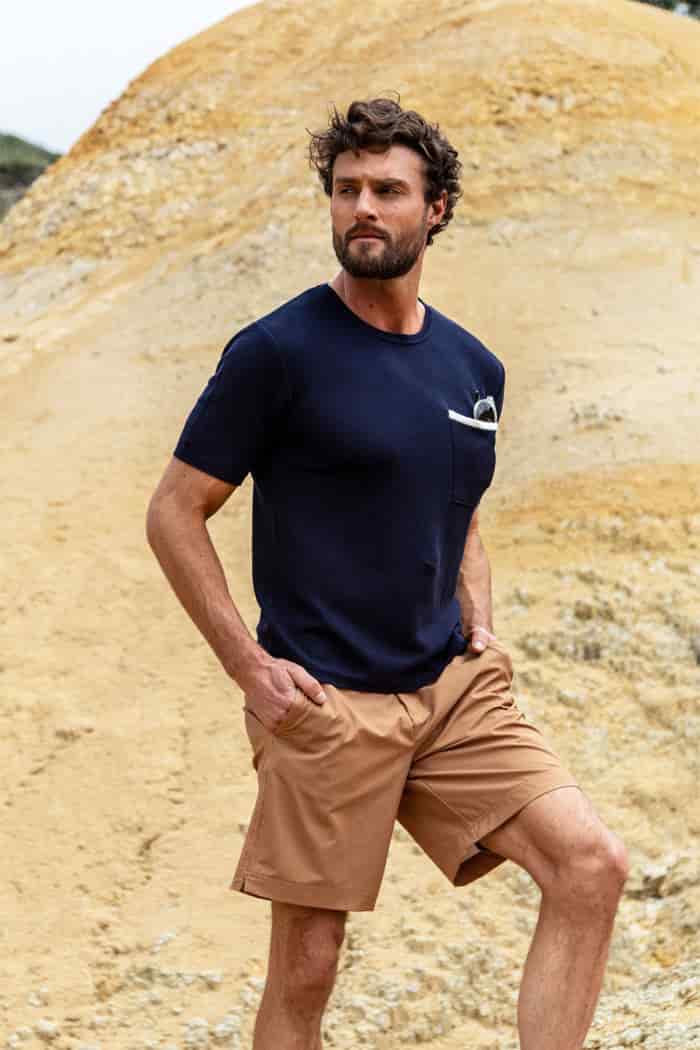 CAMISETA DE PUNTO AZUL OSCURA B BLANCO - miniatura 2