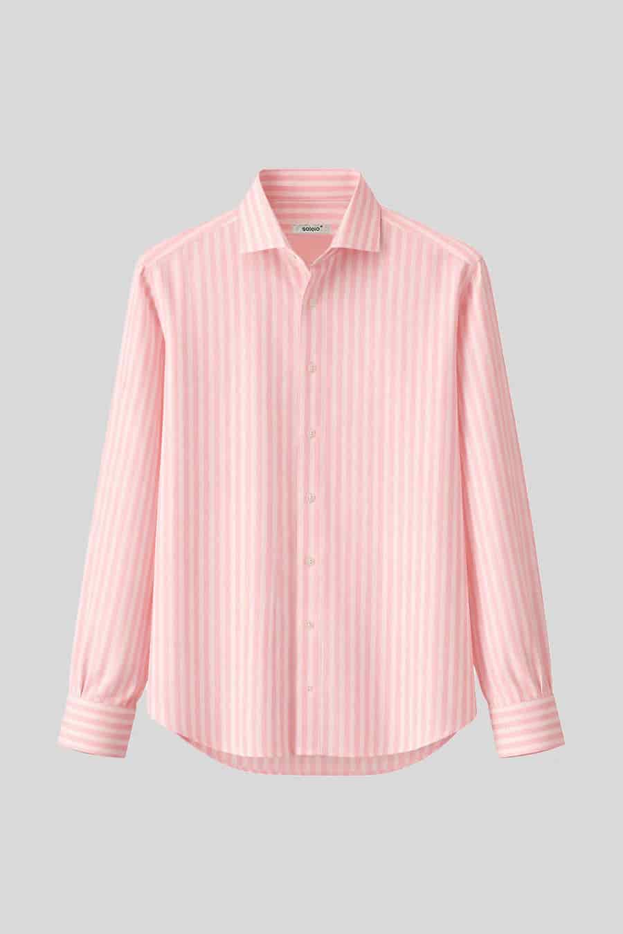 Men's linen shirt striped pink - miniatura 1