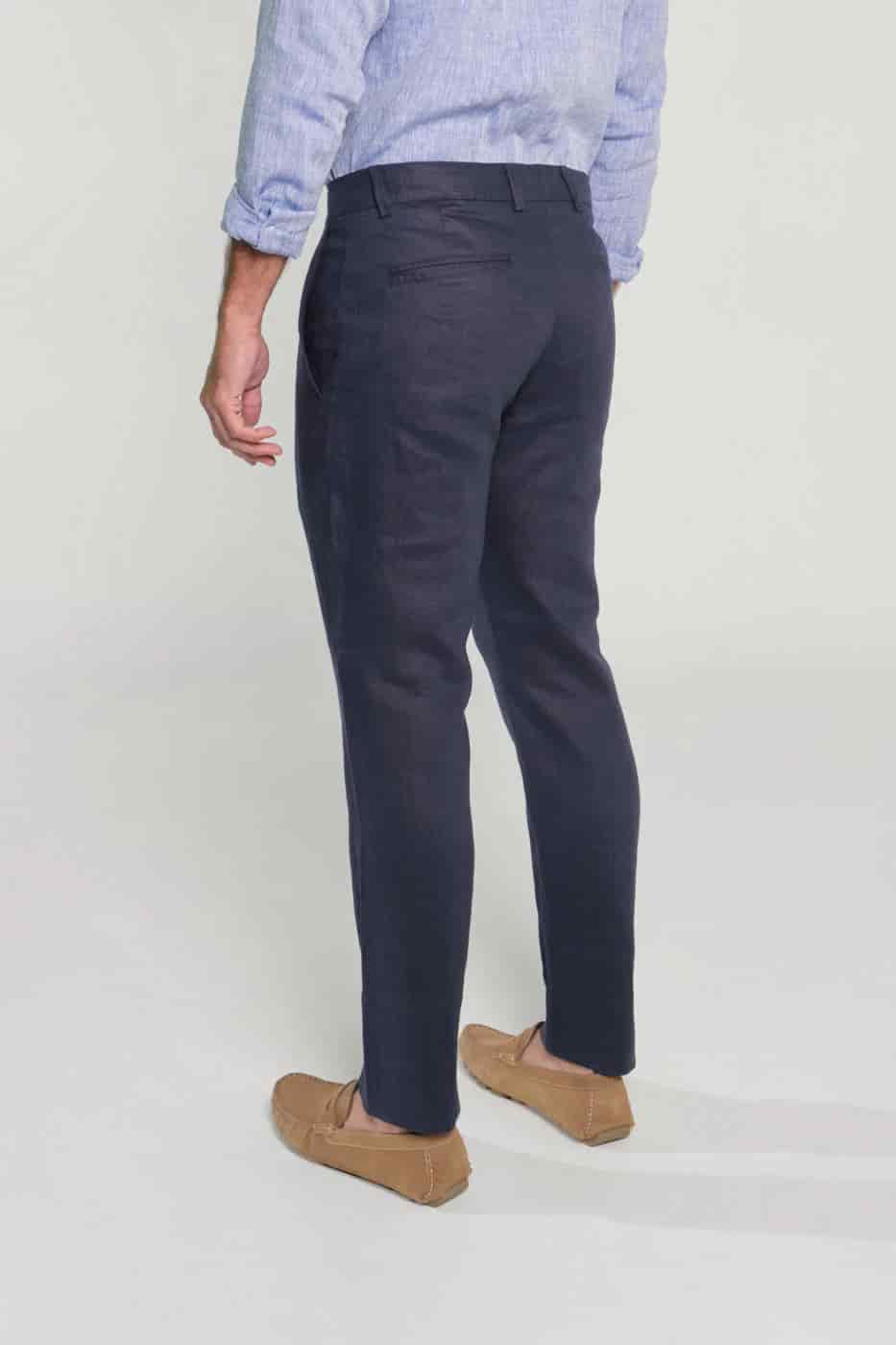 Pantalón Slim Lino Azul Navy - miniatura 3