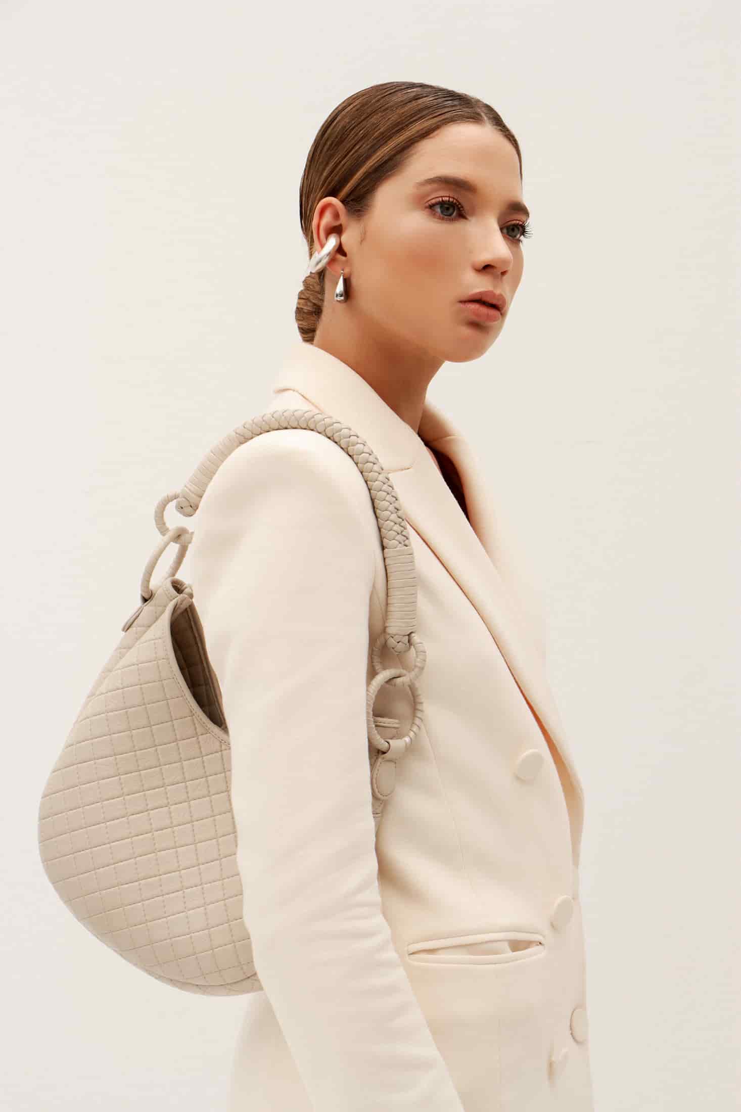 Saddle Shoulder Bag, Beige - miniatura 3