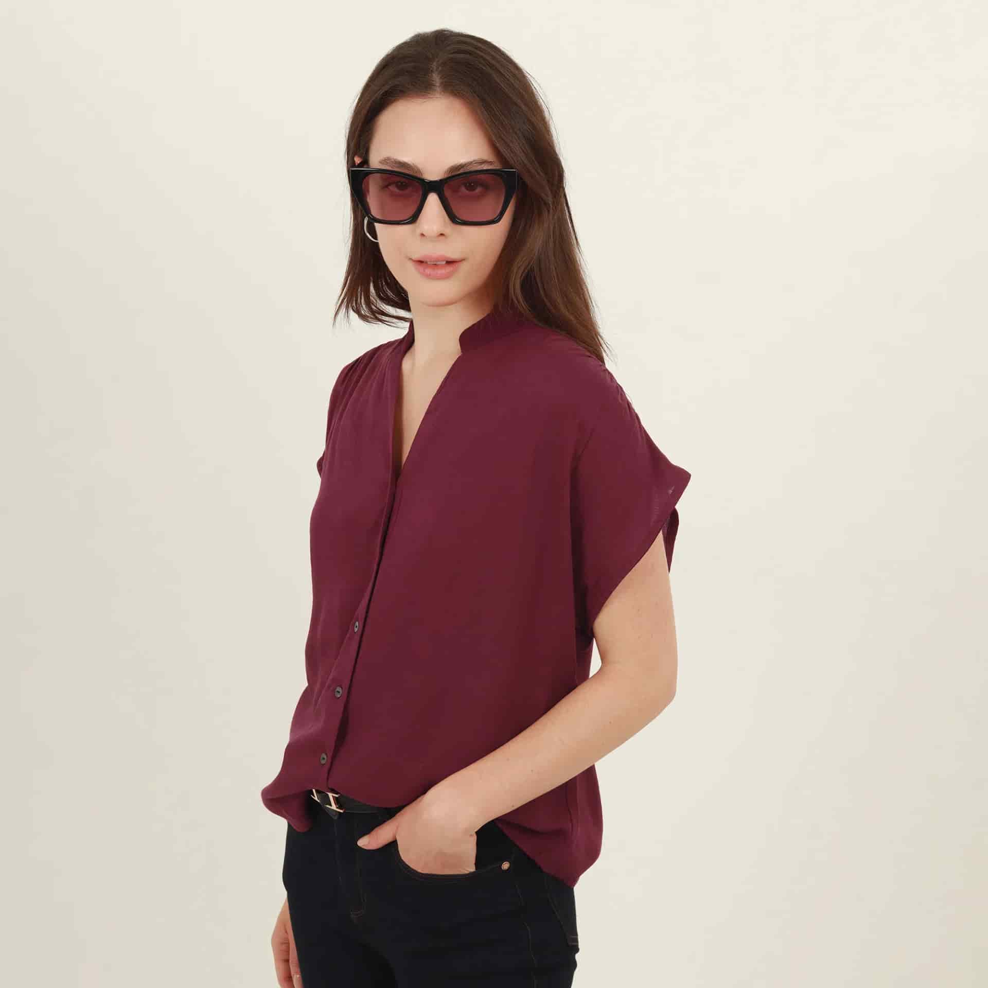 Blusa abierta cuello nerú manga sisa rodada - miniatura 4