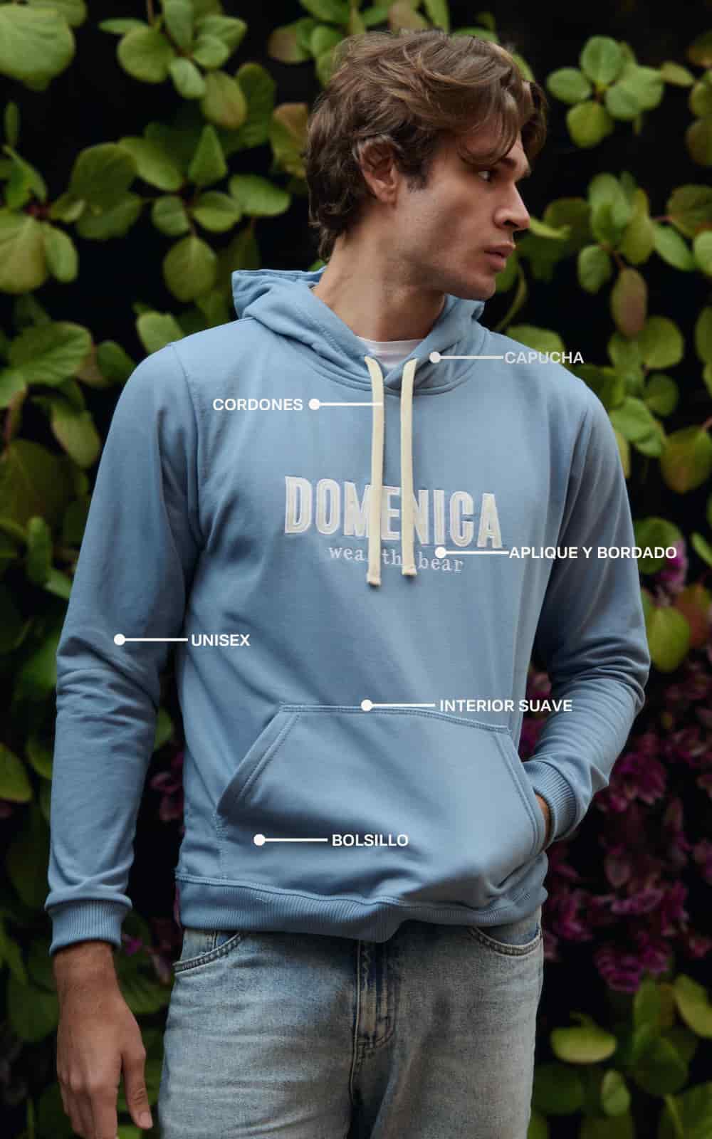 HOODIE DOMENICA AZUL CIELO - UNISEX - miniatura 4
