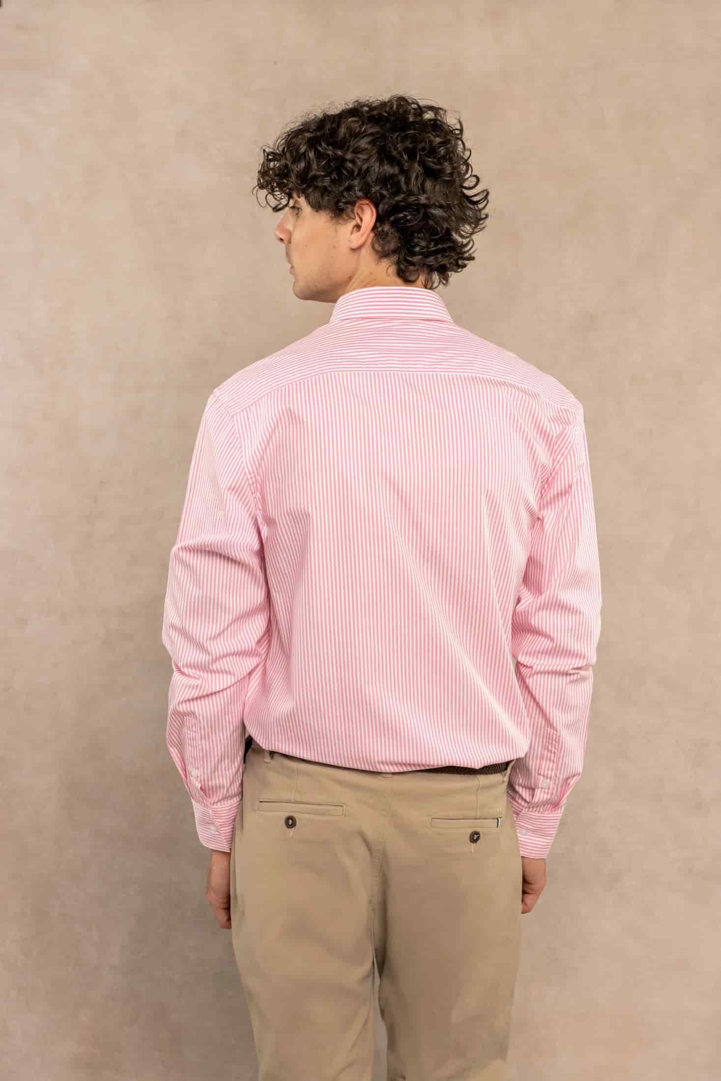 Camisa Antimanchas Popelina Rayas Rosadas Logo Combinado - miniatura 5